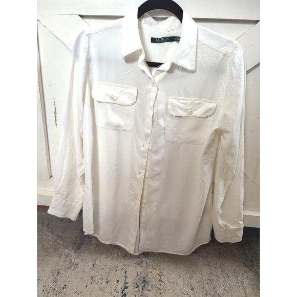 Lauren Ralph Lauren Tops - LAUREN Ralph Lauren‎ Women's Creamy White Viscose Long Sleeve Button Down Blouse